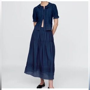 Gap x Doen eyelet midi skirt